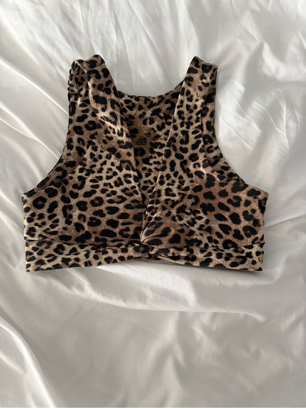 Spiegel Leopard Print Crop Tank Top - Brown & Black